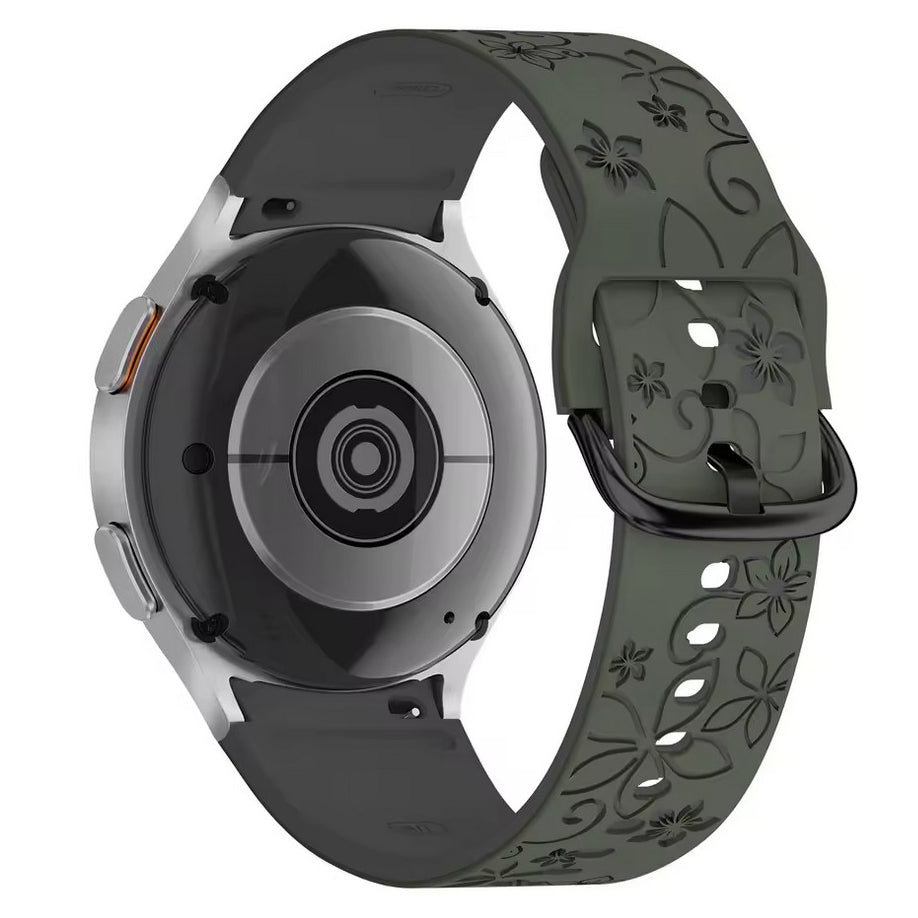 Garmin Forerunner 165 silicone flower strap in army green black