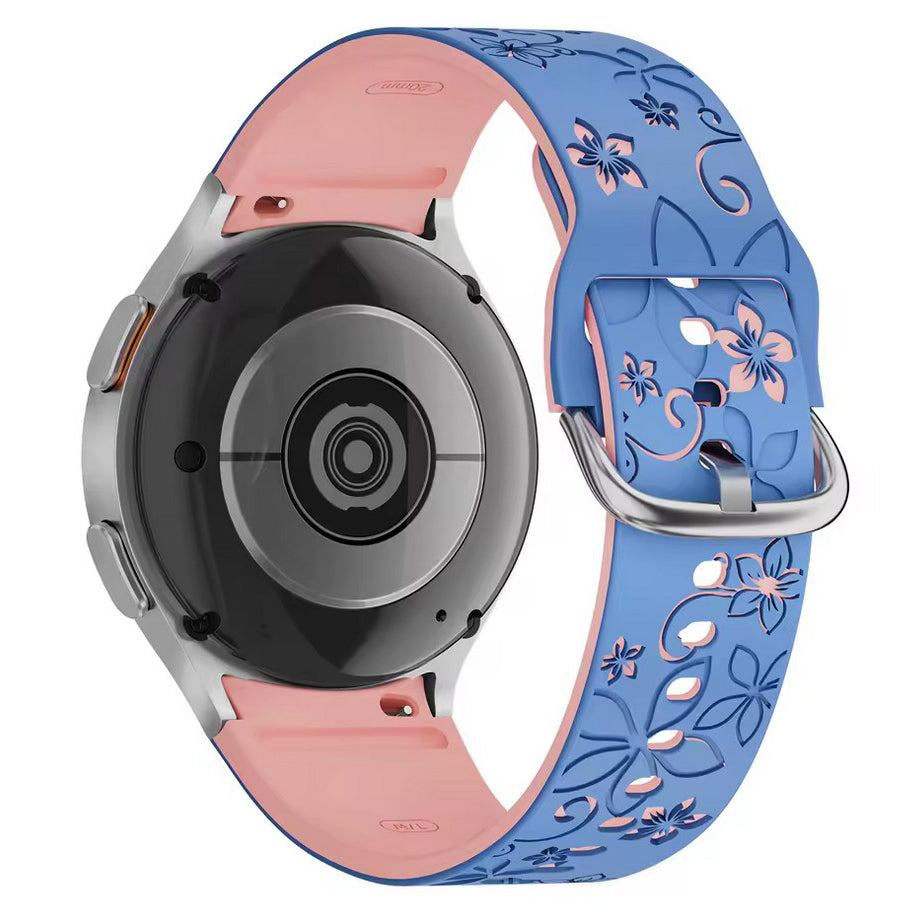Garmin Forerunner 165 two tone floral band in light blue pink