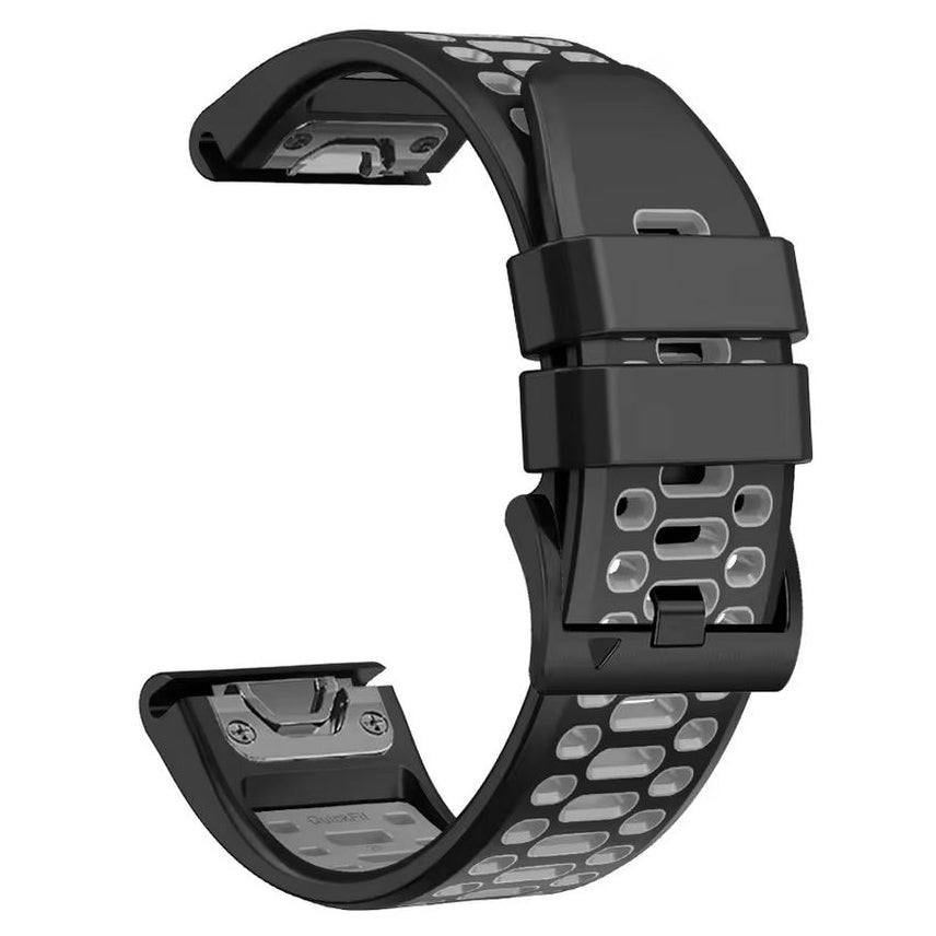 garmin foretrex 601 two tone silicone watch strap in black grey