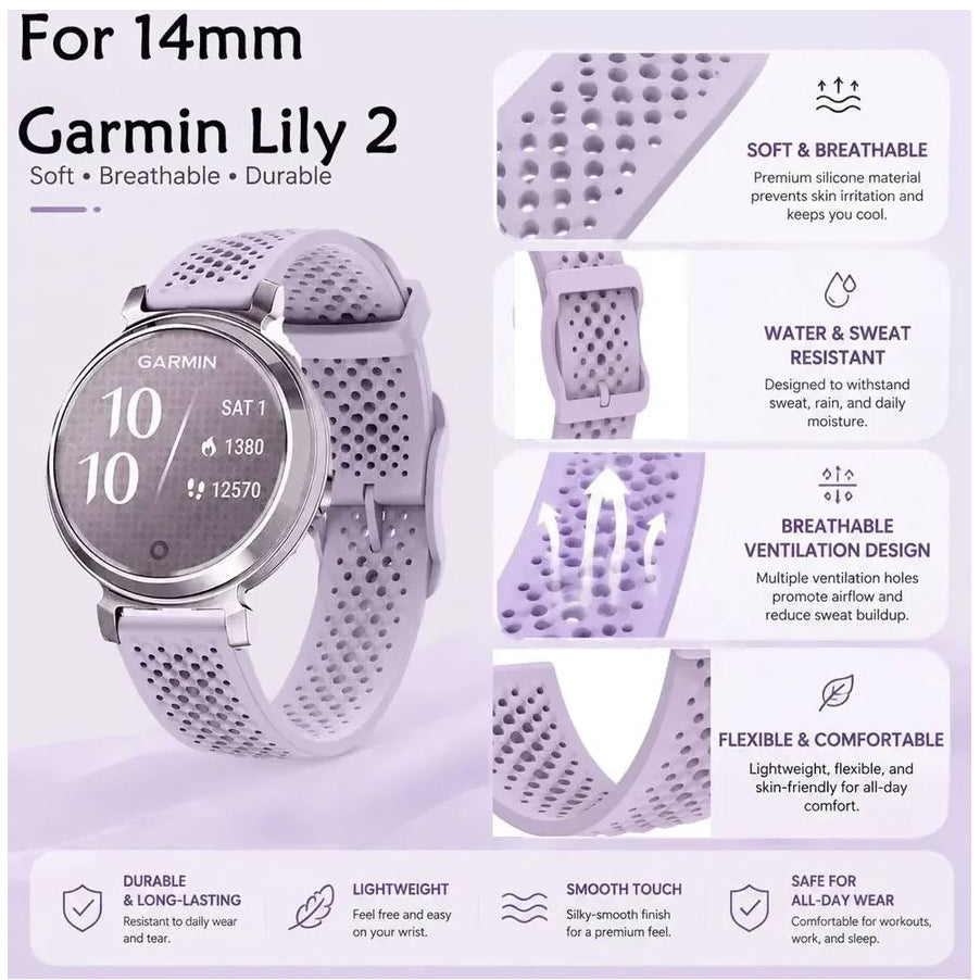 Garmin Lily 2 Active breathable replacement band features