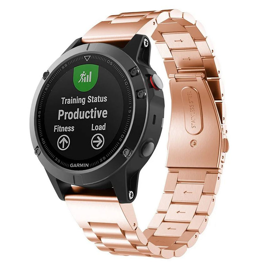garmin quatix 6x adjustable stainless strap in rose gold