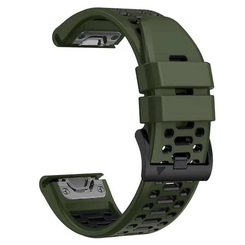 Garmin Quatix 7 two tone silicone strap in army green black