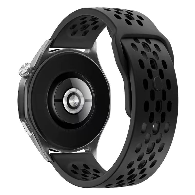 Haylou RS4 Plus silicone strap pin tuck closure in black