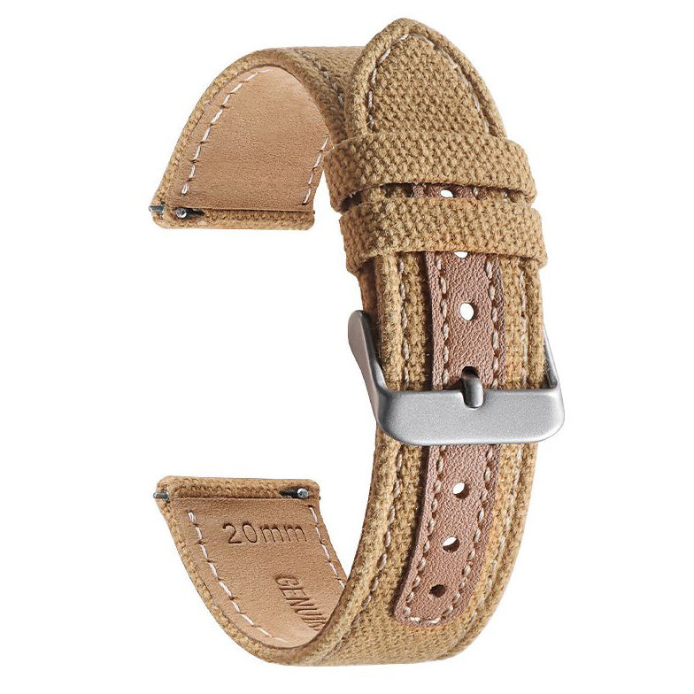 oneplus sailcloth watch strap nylon leather design in khaki brown
