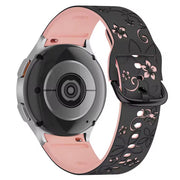 samsung galaxy watch 5 floral silicone strap in black pink
