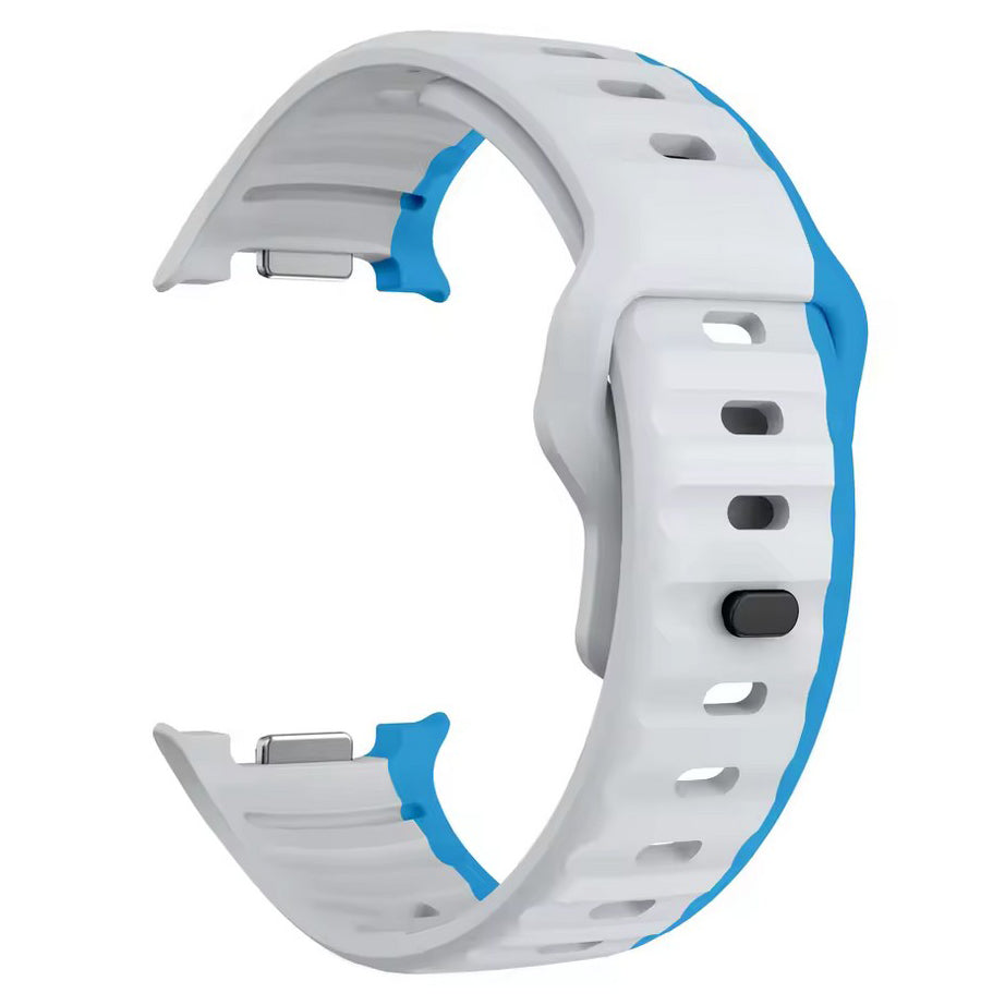 samsung galaxy watch 8 flexible silicone wristband in white blue
