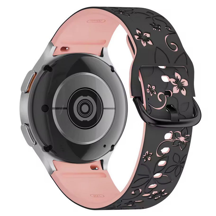 ticwatch c2 ladies engraved flower strap in black pink
