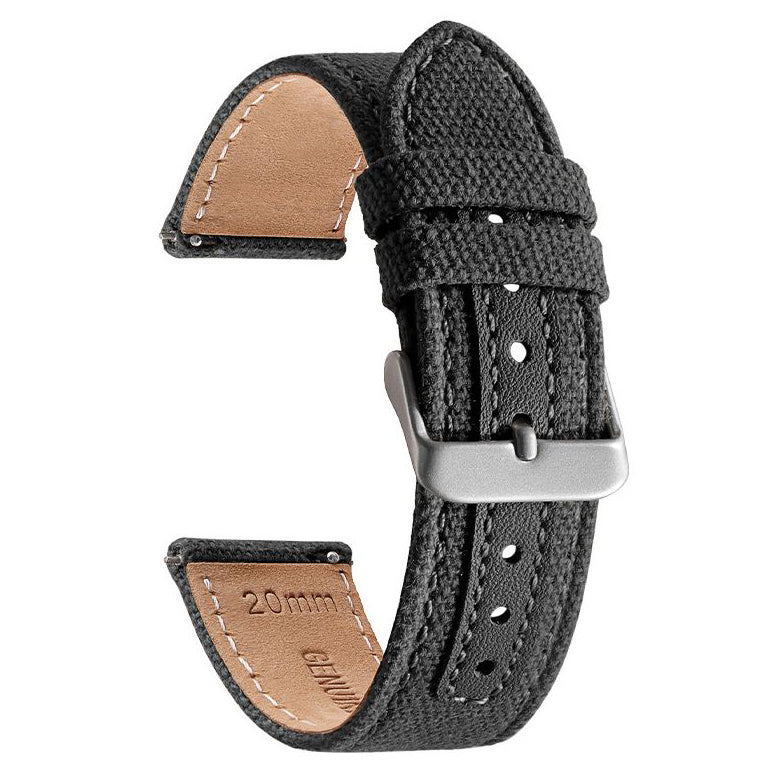 TicWatch Pro handmade sailcloth watch strap in black