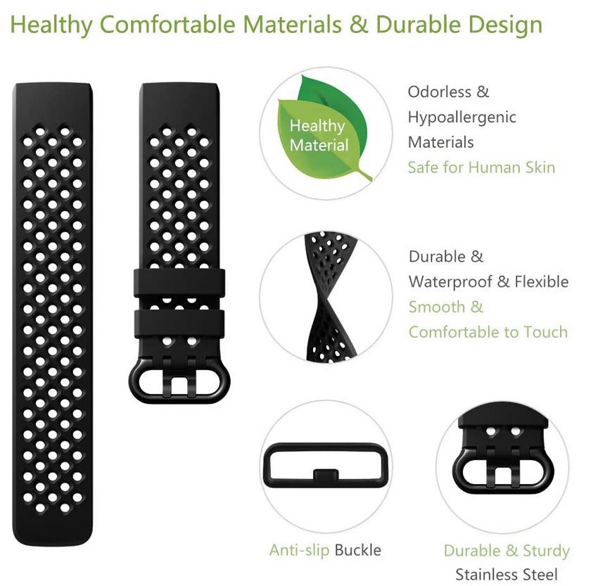 Replacement Strap For Fitbit Charge 4 in Breathable Silicone – Fitstraps.ie